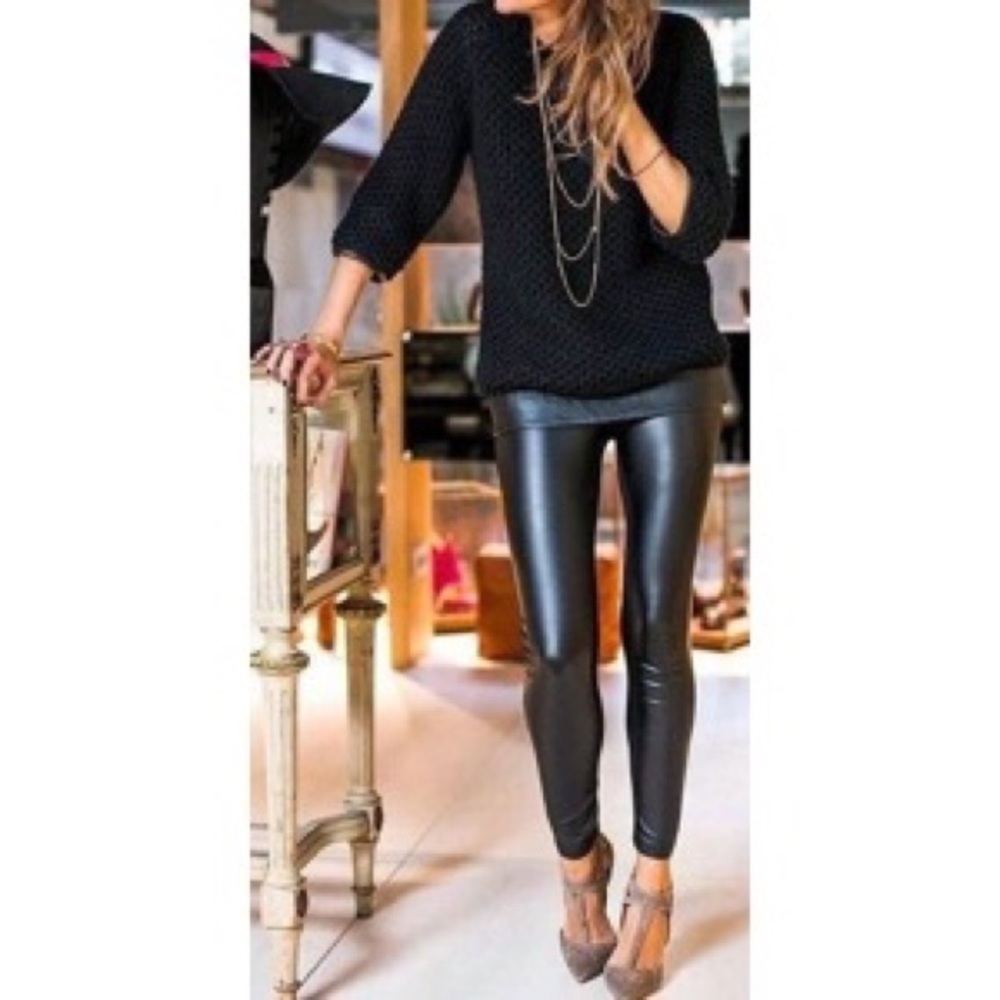 🚨SALE!🚨 Faux Black Leather Leggings - Picture 2 of 6